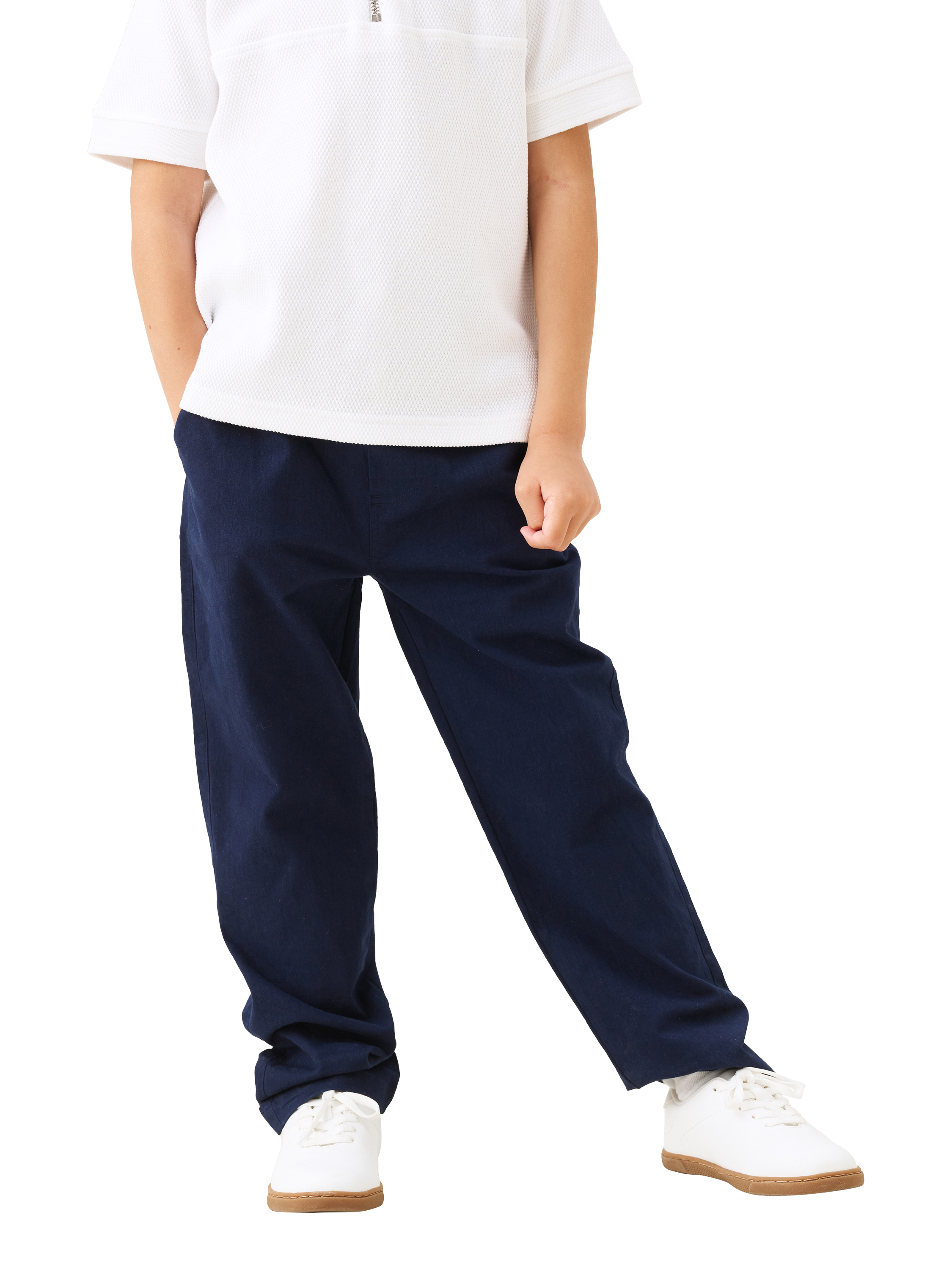 Product image 3 of 4, which shows Angel & Rocket Kids' Cotton Twill Trousers, Navy, 3 years