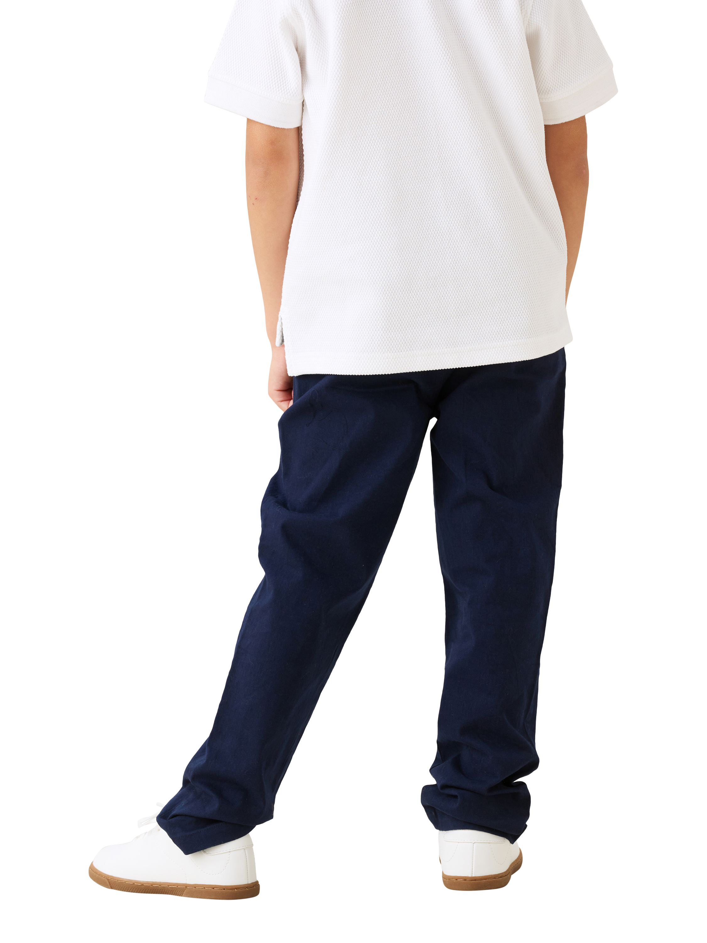 Product image 4 of 4, which shows Angel & Rocket Kids' Cotton Twill Trousers, Navy, 3 years