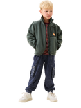 Angel & Rocket Kids' High Neck Zipped Sherpa Fleece, Green
