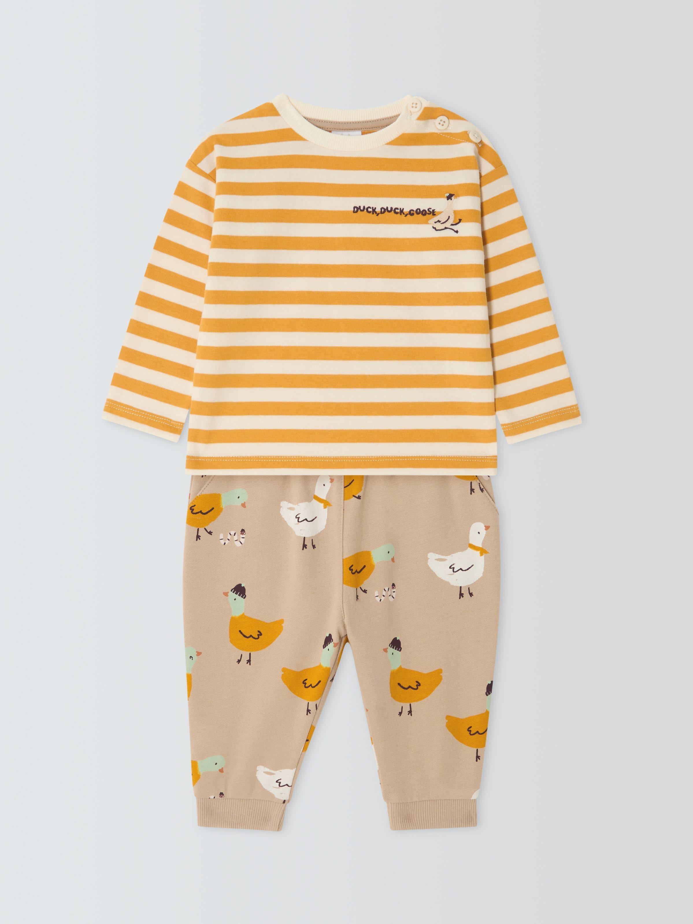 Product image 1 of 3, which shows John Lewis Baby Duck Long Sleeve Top & Joggers Set, Multi, 0-3 months