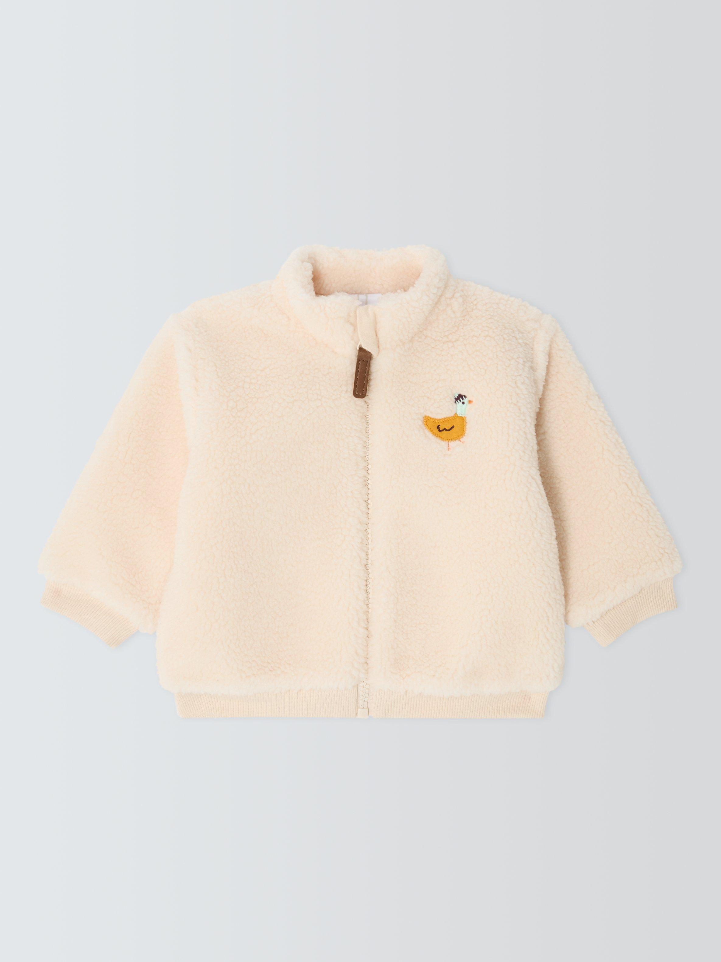 Product image 1 of 3, which shows John Lewis Baby Duck Borg Jacket, Natural, 0-3 months