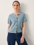 Monsoon Celia Short Sleeve Cardigan, Blue