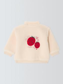 John Lewis Baby Ladybird Borg Jacket, Natural - view 2, Natural