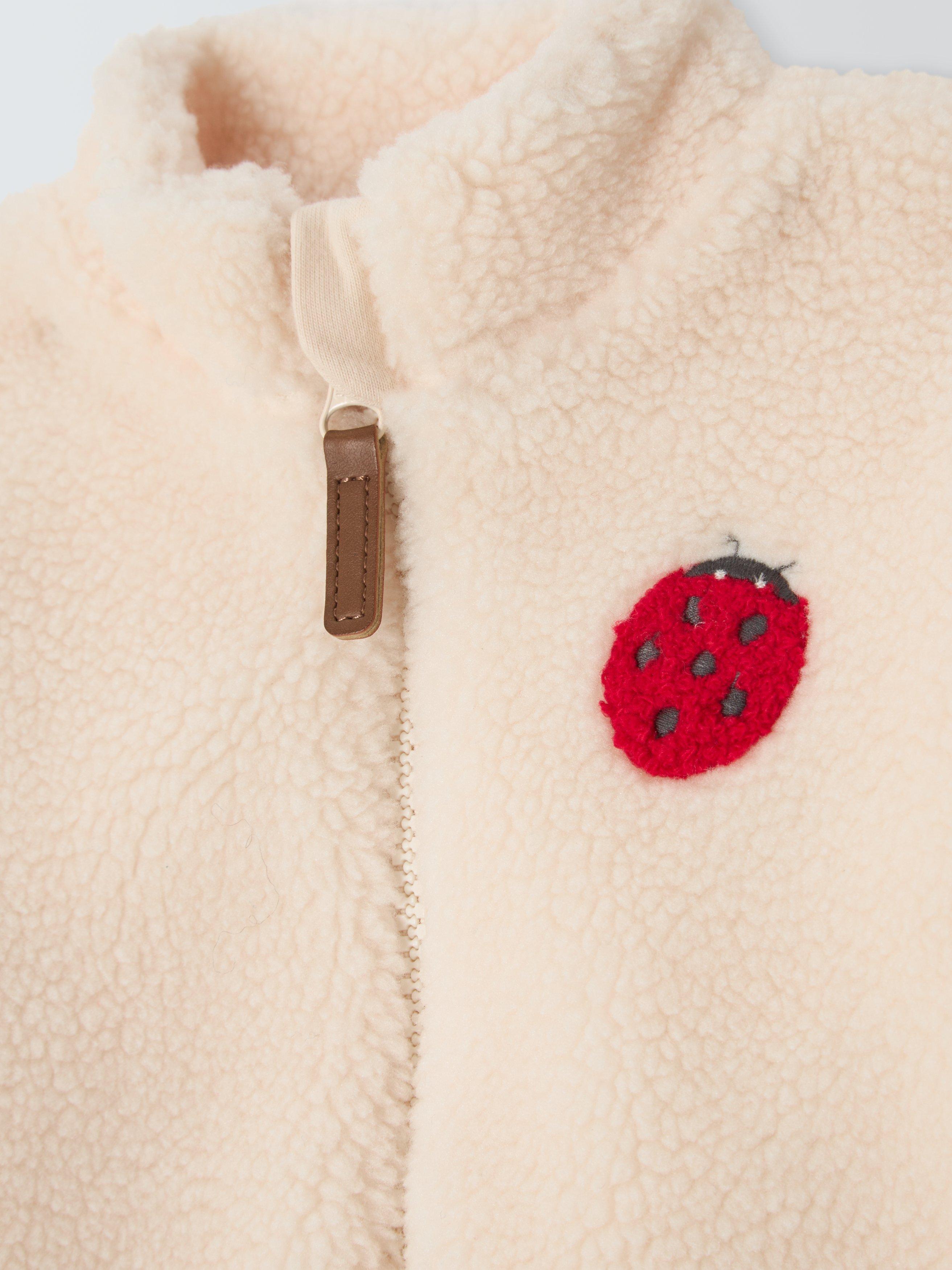 Product image 3 of 3, which shows John Lewis Baby Ladybird Borg Jacket, Natural, 0-3 months