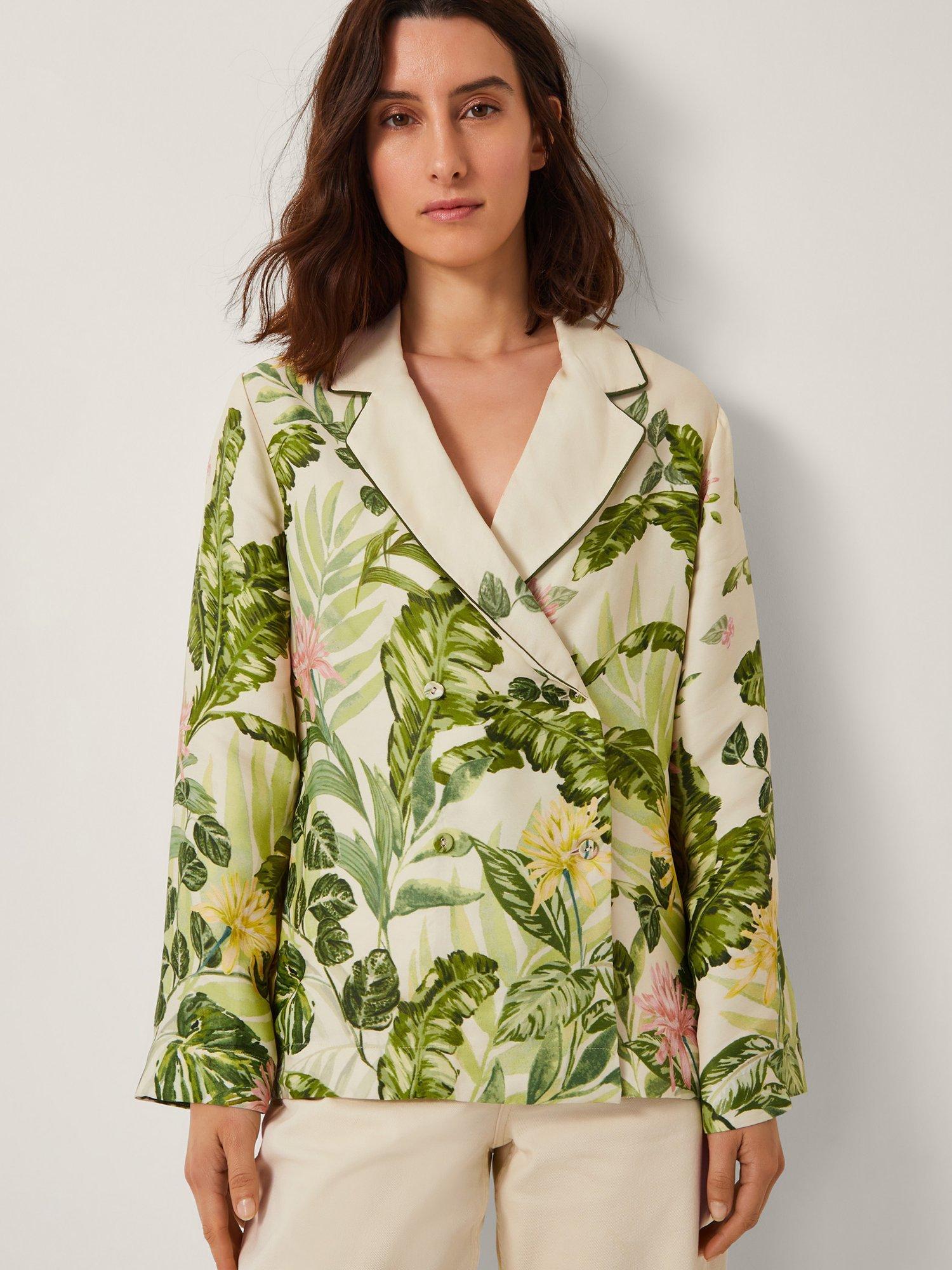 Product image 1 of 4, which shows Monsoon Fleur Floral Shacket, Cream/Multi, 8