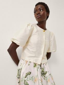 Monsoon Anne Puff Sleeve Jacket, Cream, Cream