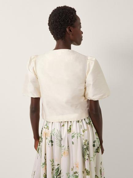 Monsoon Anne Puff Sleeve Jacket, Cream - view 2, Cream