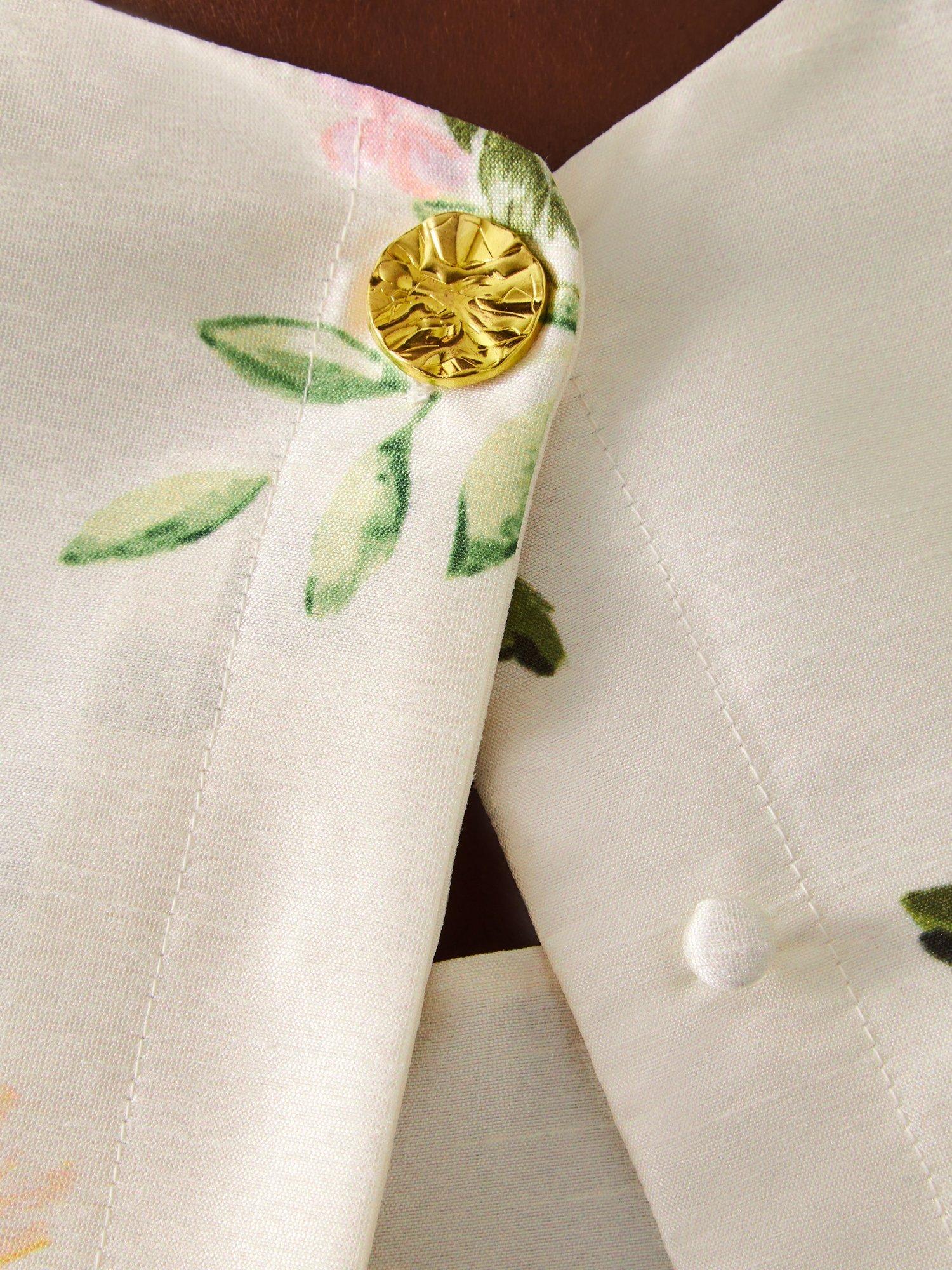 Product image 5 of 5, which shows Monsoon Anne Puff Sleeve Floral Jacket, Cream/Multi, 8