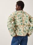 Monsoon Saoirse Floral Quilted Jacket, Ivory/Multi