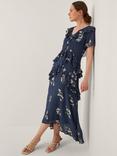 Monsoon Celeste Floral Ruffle Maxi Dress, Navy
