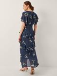 Monsoon Celeste Floral Ruffle Maxi Dress, Navy