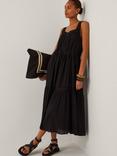 Monsoon Maddi Embroidered Midi Dress, Black