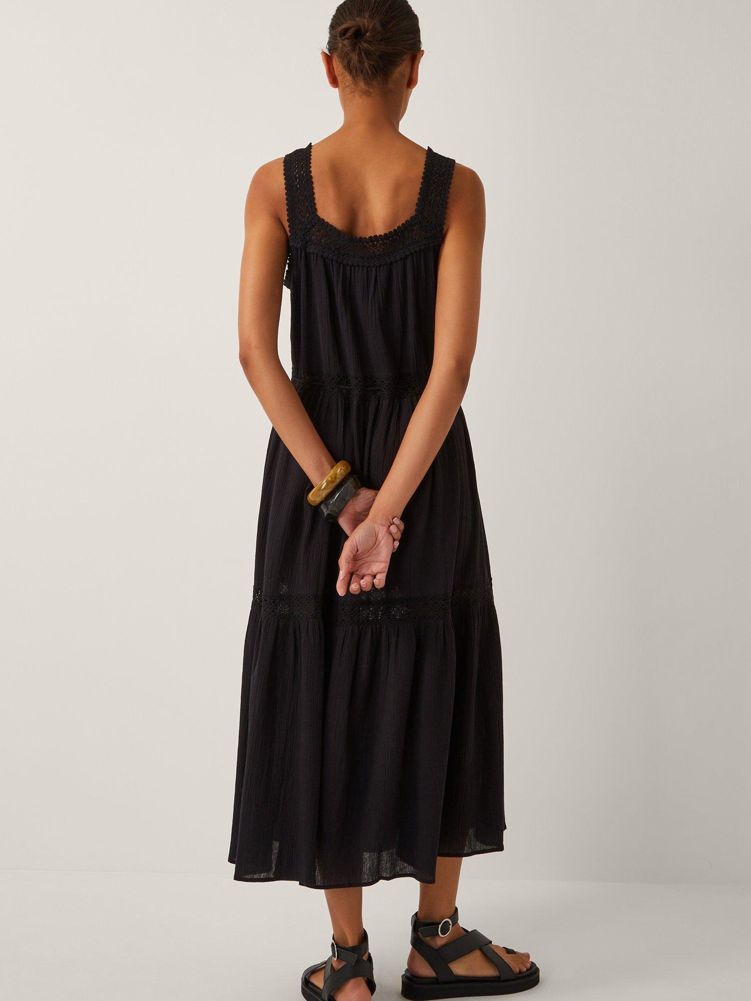 Product image 2 of 5, which shows Monsoon Maddi Embroidered Midi Dress, Black, S