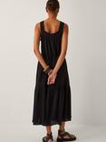 Monsoon Maddi Embroidered Midi Dress, Black