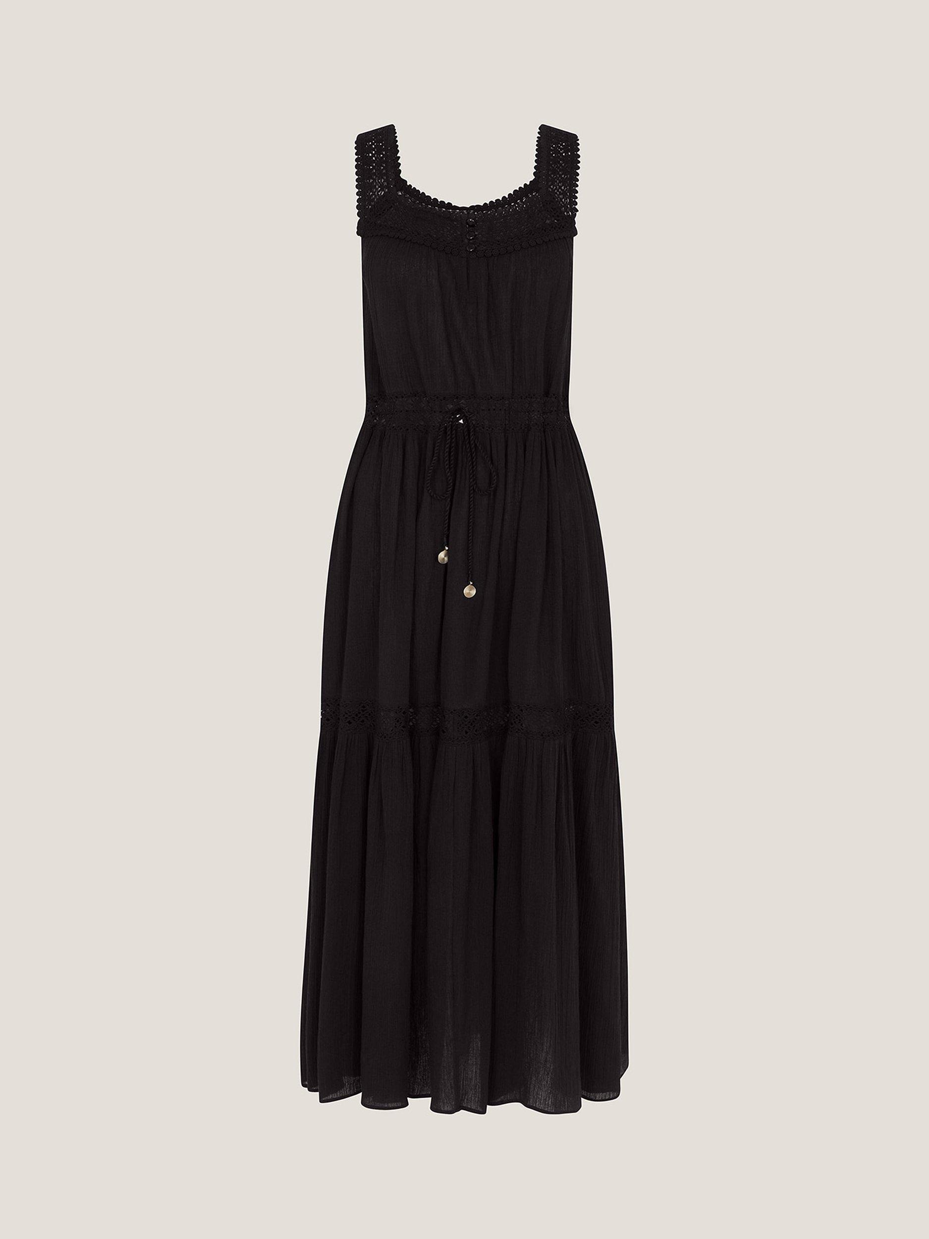 Product image 3 of 5, which shows Monsoon Maddi Embroidered Midi Dress, Black, S