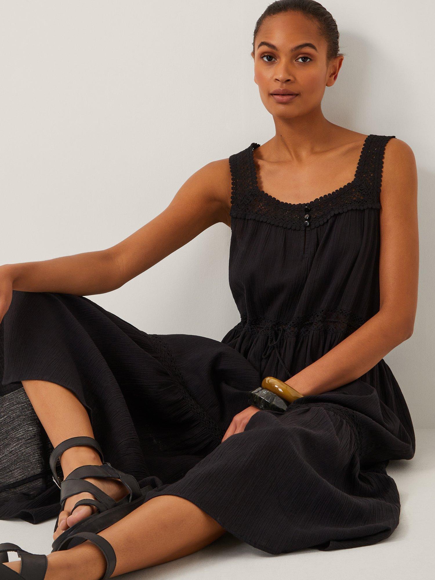 Product image 4 of 5, which shows Monsoon Maddi Embroidered Midi Dress, Black, S