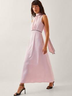 Monsoon Maeve Sleeveless Satin Midi Dress, Pink, Pink