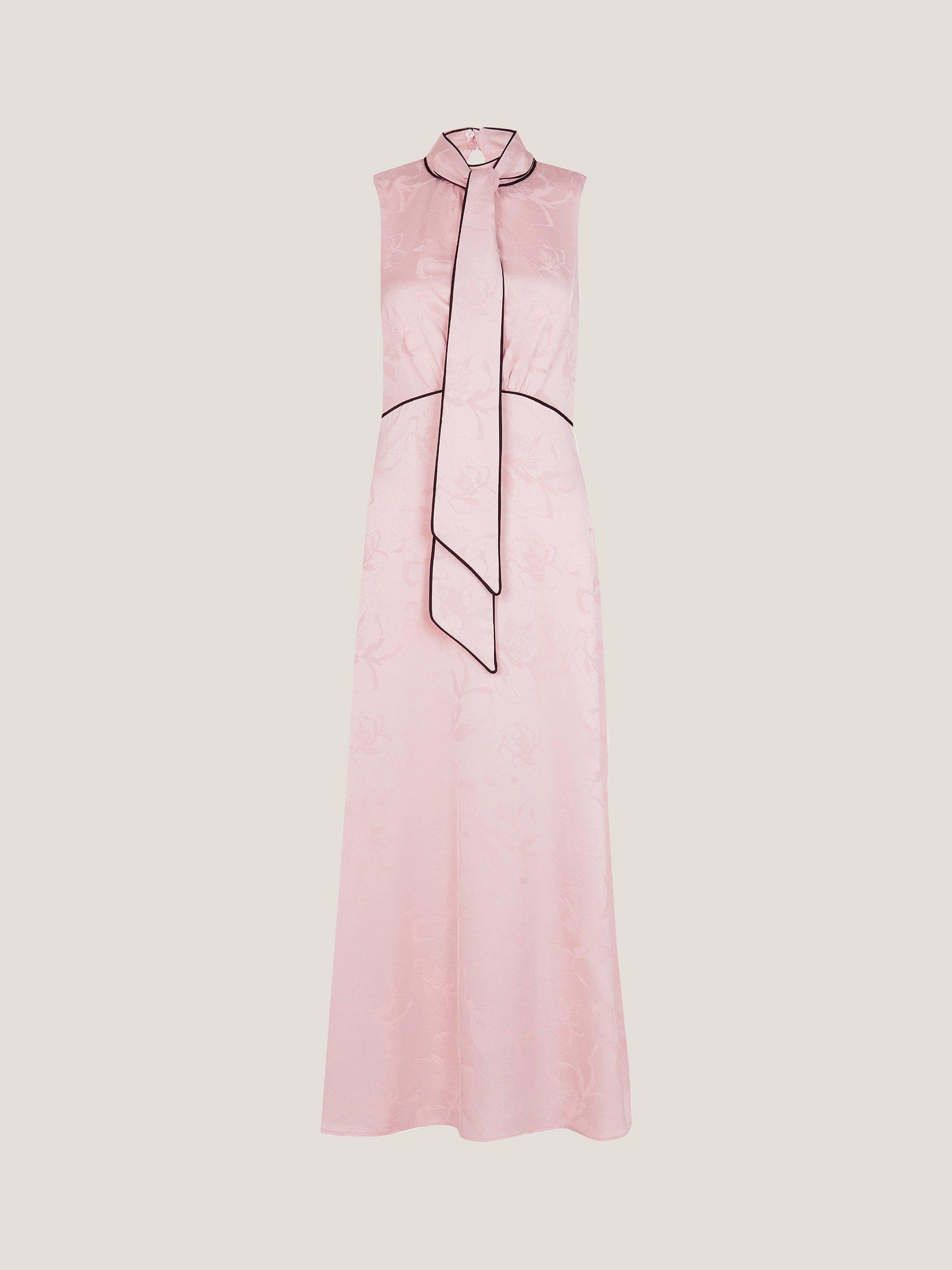 Product image 3 of 5, which shows Monsoon Maeve Sleeveless Satin Midi Dress, Pink, 8