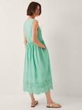 Monsoon Sadie Tie Broderie Midi Dress, Sea Green