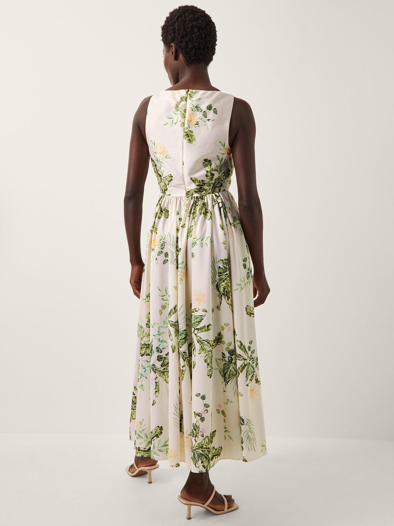 Product image 3 of 5, which shows Monsoon Sicily Floral Midi Dress, Cream/Multi, 8