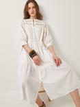 Monsoon Tillie Cutwork Tiered Midi Dress, Ivory