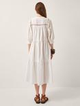 Monsoon Tillie Cutwork Tiered Midi Dress, Ivory