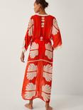 Monsoon Nara Leaf Print Kaftan, Rust
