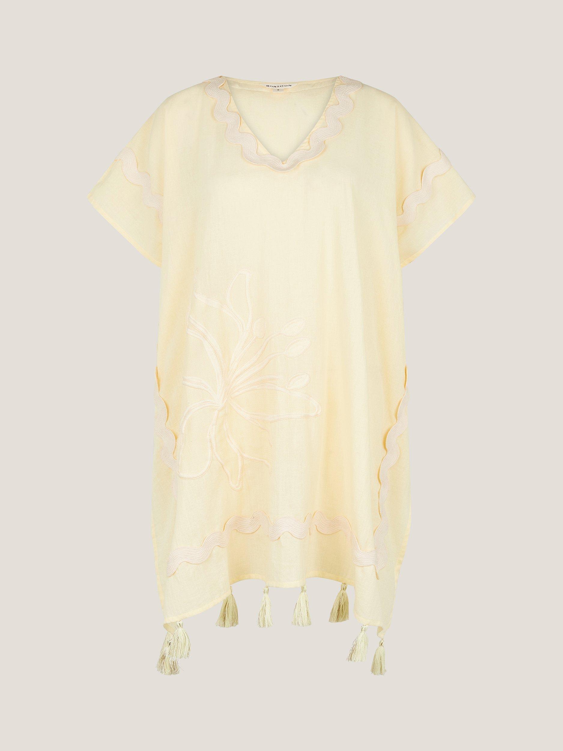 Product image 4 of 5, which shows Monsoon Suzie Tassel Kaftan, Yellow, L