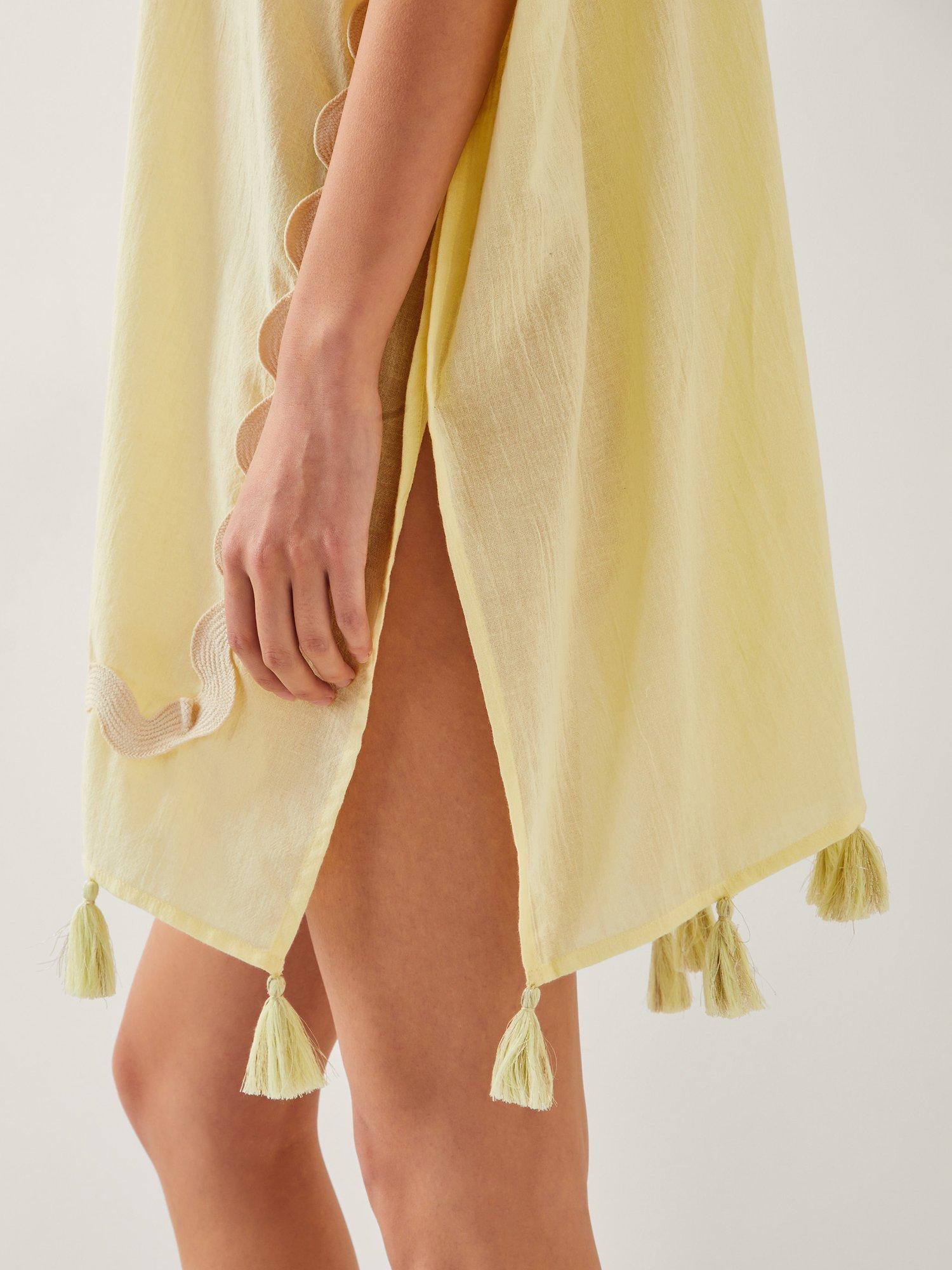 Product image 5 of 5, which shows Monsoon Suzie Tassel Kaftan, Yellow, L