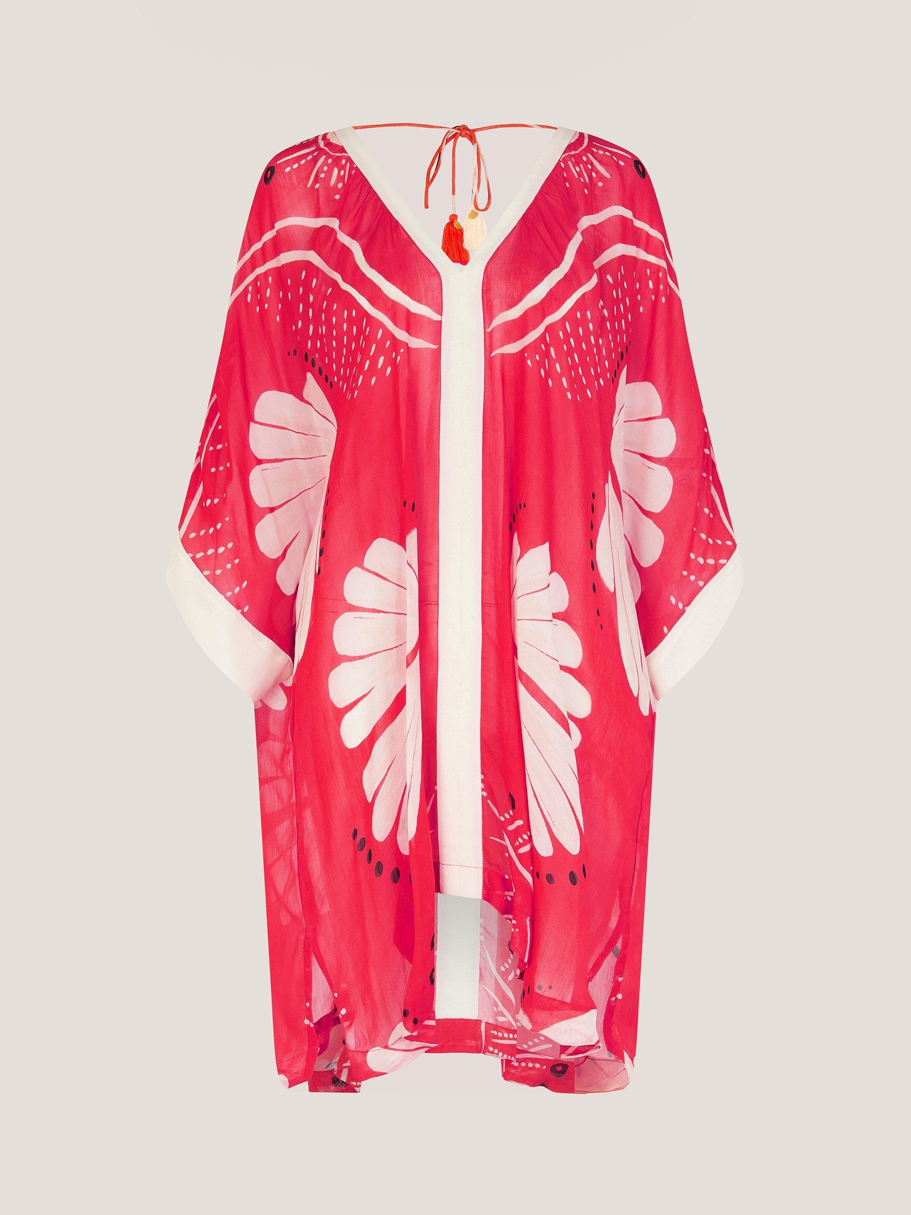 Product image 4 of 5, which shows Monsoon Nara Shell Print Mini Kaftan, Rust, S