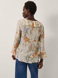 Monsoon Jesse Floral Frill Blouse, Ivory