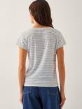 Monsoon Sasha Stripe Button T-Shirt, Ivory