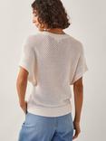 Monsoon Sybil Slouchy Crochet T-Shirt, Ivory