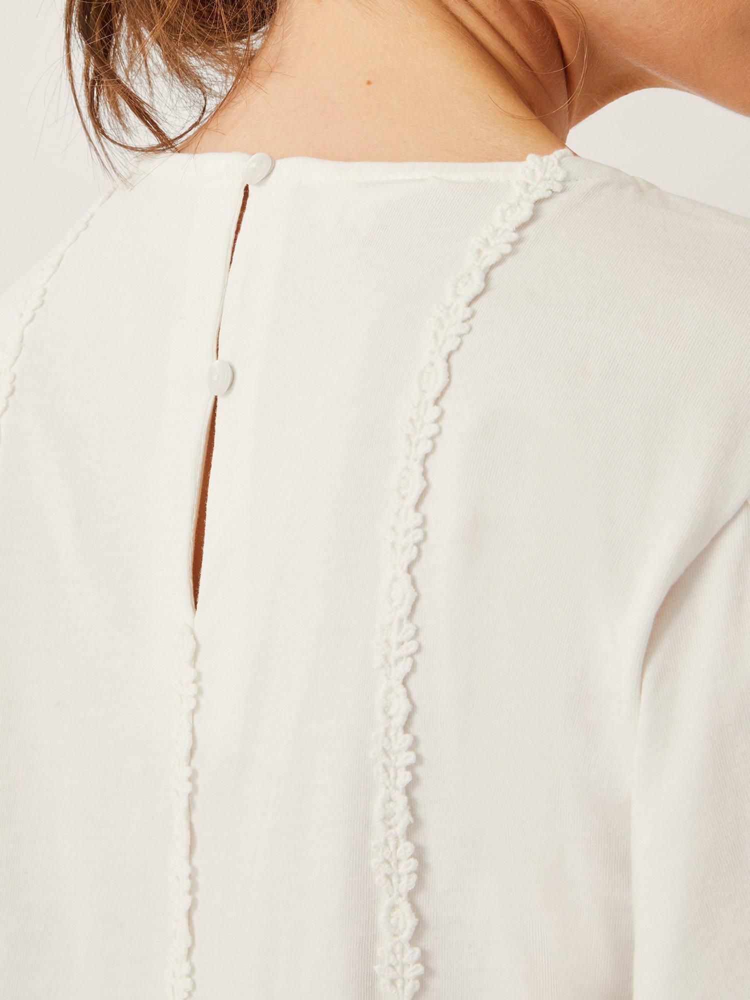 Product image 5 of 5, which shows Monsoon Tate Lace T-Shirt, White, S