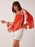Monsoon Nara Floral Bardot Top, Rust/Multi