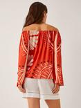 Monsoon Nara Floral Bardot Top, Rust/Multi