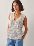 Monsoon Ray Crochet Tank Top, Blue
