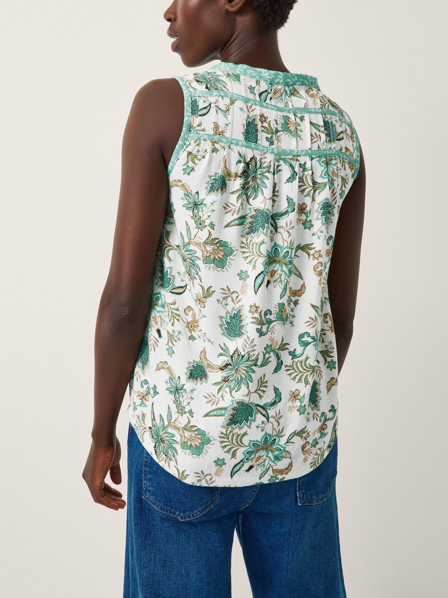 Product image 2 of 5, which shows Monsoon Saoirse Pintuck Floral Top, Ivory, XL