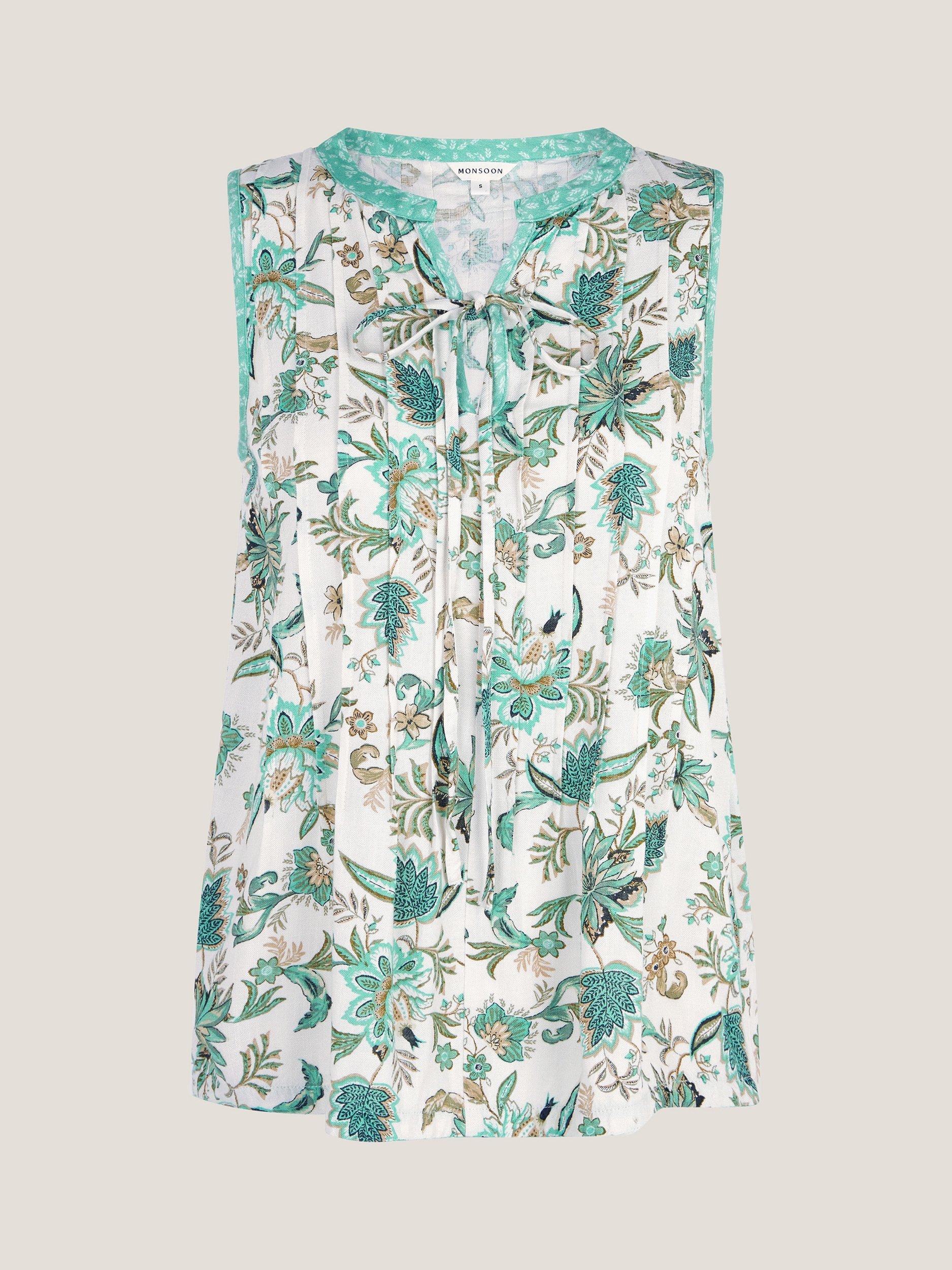 Product image 3 of 5, which shows Monsoon Saoirse Pintuck Floral Top, Ivory, XL