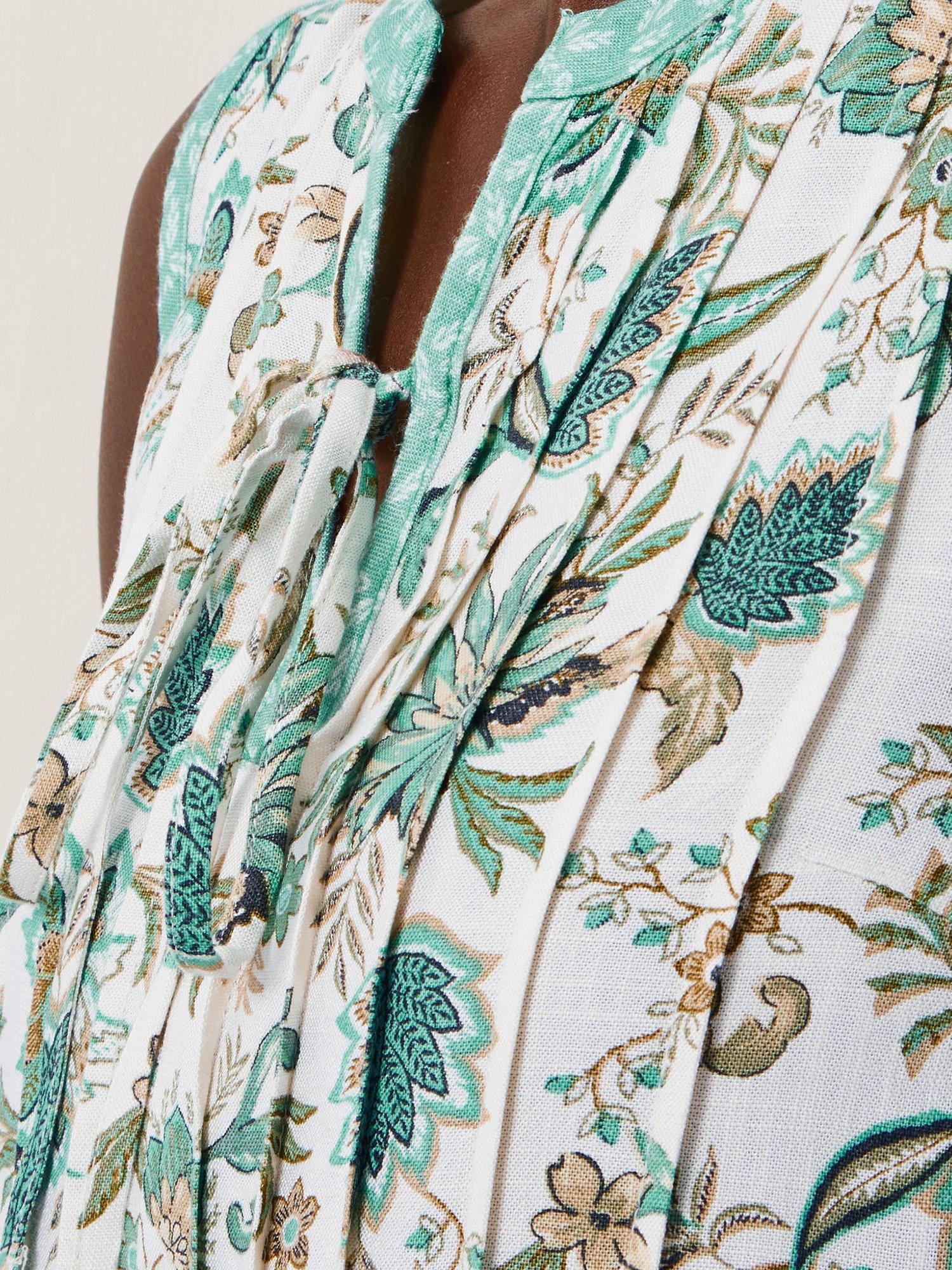 Product image 5 of 5, which shows Monsoon Saoirse Pintuck Floral Top, Ivory, XL