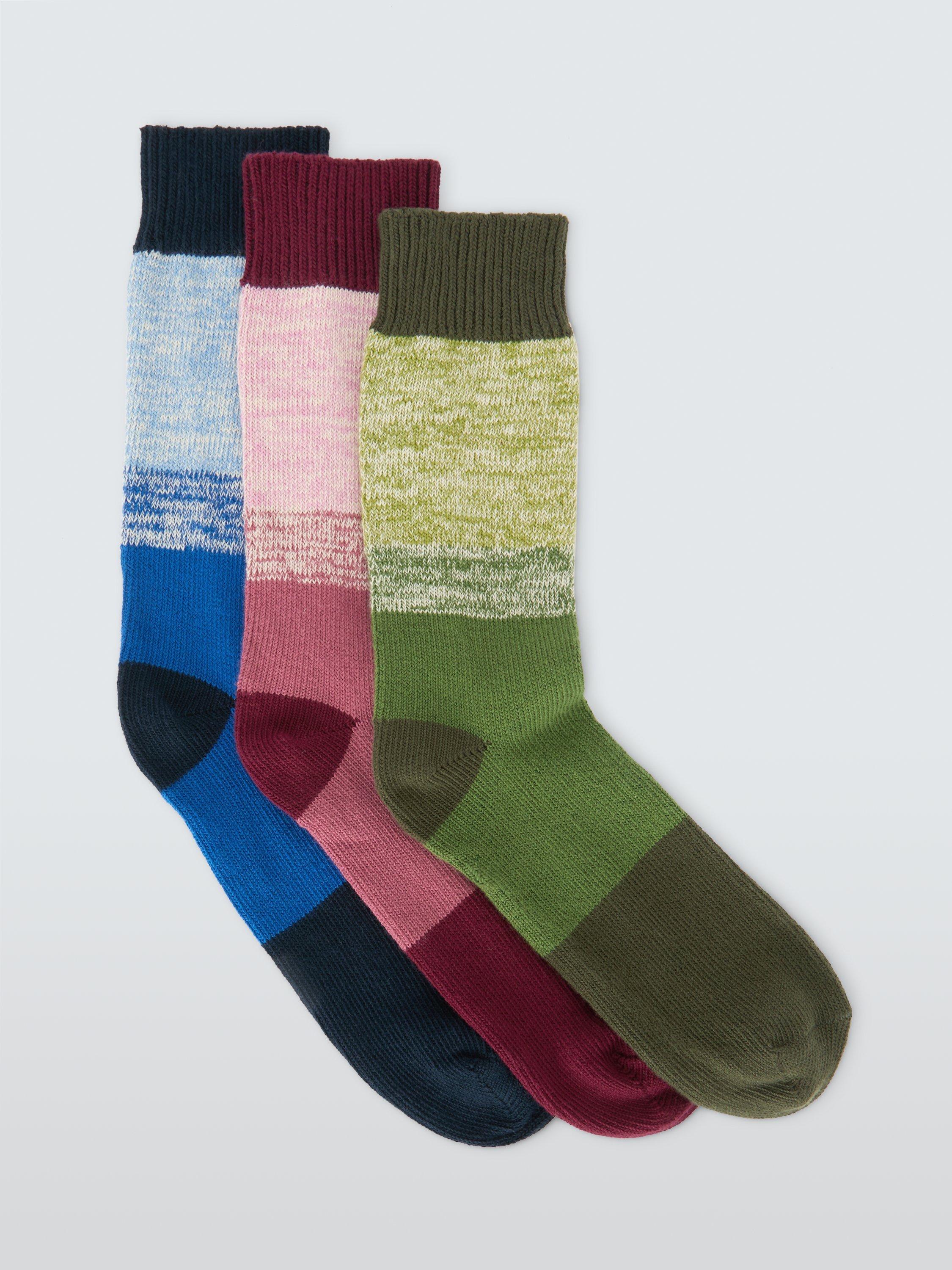 Product image 1 of 2, which shows John Lewis Organic Cotton Blend Boot Socks, Pack of 3, Multi, S