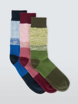John Lewis Organic Cotton Blend Boot Socks, Pack of 3, Multi, Multi