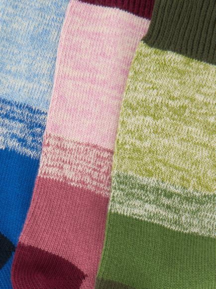 John Lewis Organic Cotton Blend Boot Socks, Pack of 3, Multi - view 2, Multi