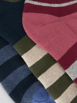 John Lewis Organic Cotton Blend Stripe Trainer Socks, Pack of 3, Multi - view 2, Multi