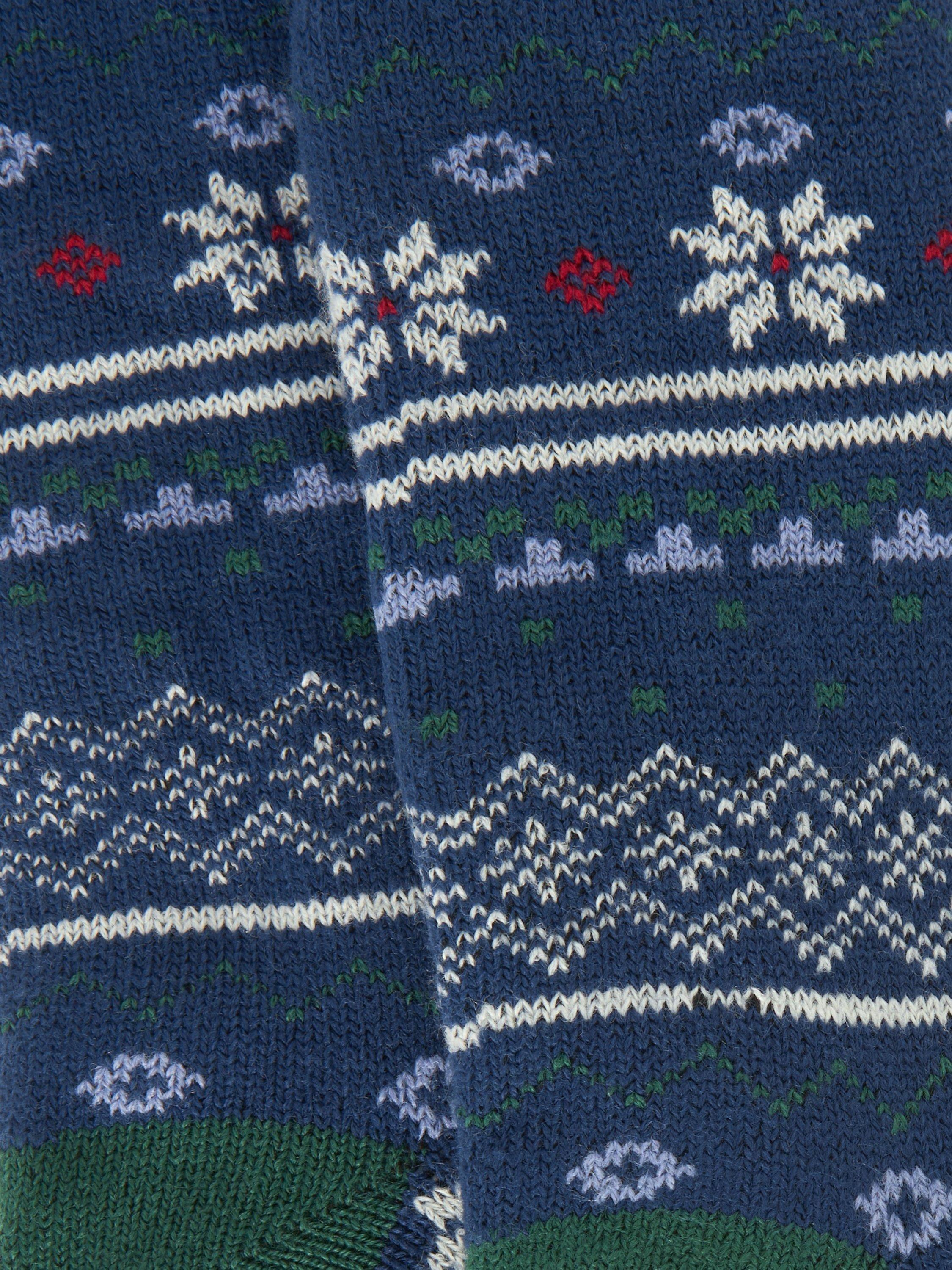 Product image 2 of 2, which shows John Lewis Fleece Fairisle Socks, Blue Multi, S-M