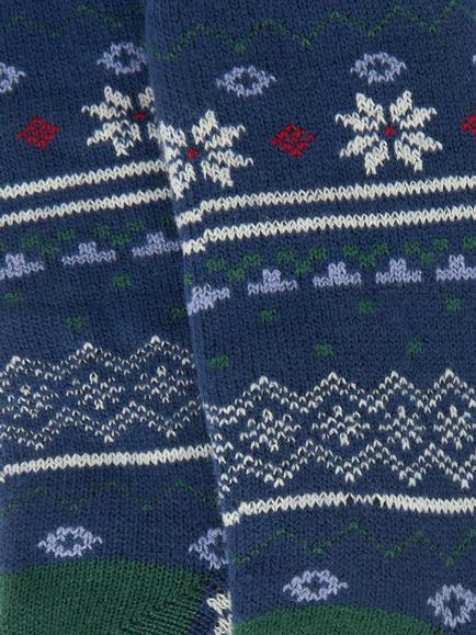 John Lewis Fleece Fairisle Socks, Blue Multi - view 2, Blue Multi