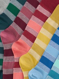 John Lewis Organic Cotton Blend Stripe Socks, Pack of 7, Multi - view 2, Multi