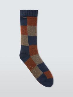 John Lewis Fleece Lounge Socks, Blue Multi, Blue Multi