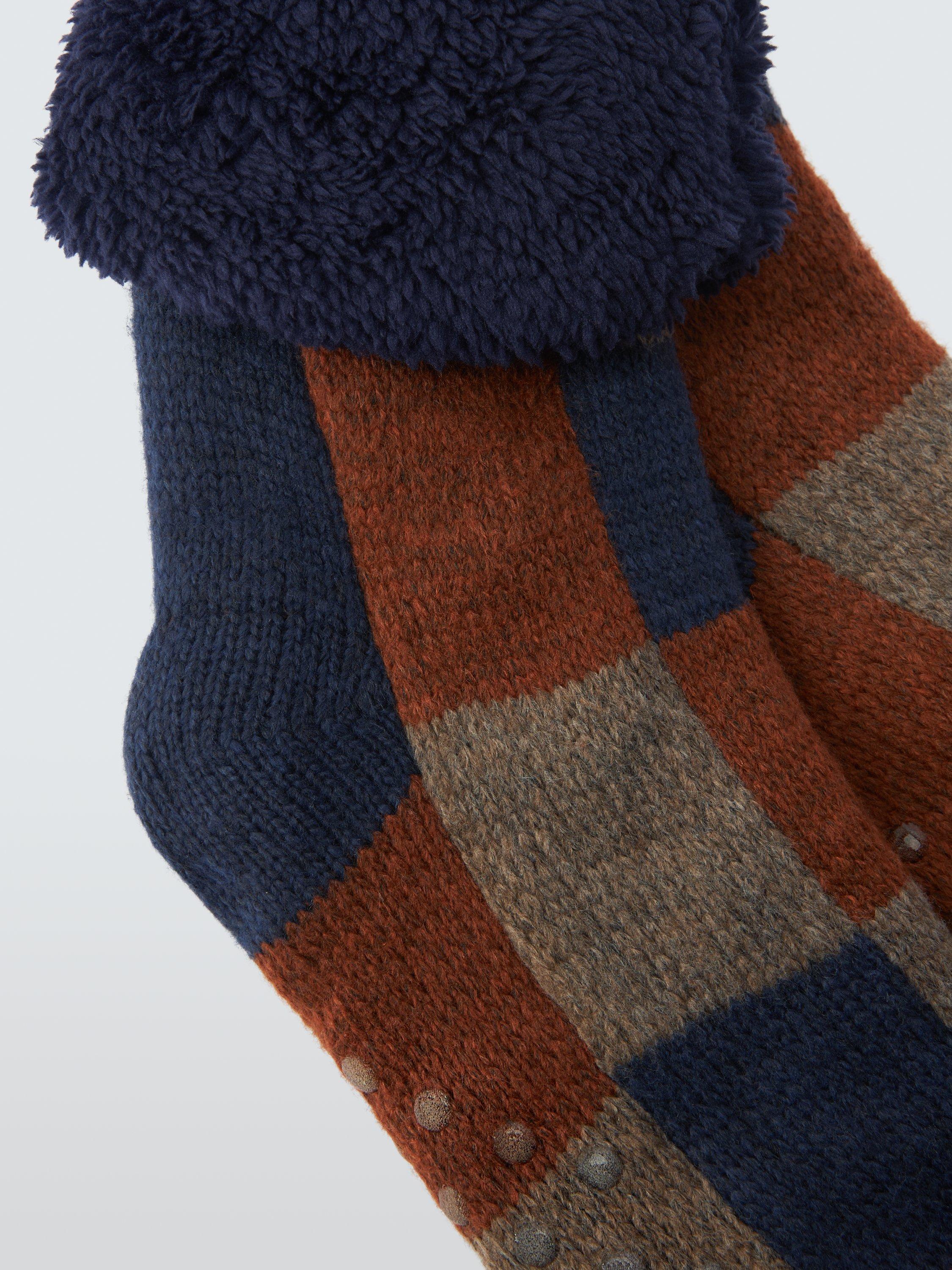 Product image 2 of 2, which shows John Lewis Fleece Lounge Socks, Blue Multi, S-M