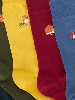 John Lewis Organic Cotton Blend Embroidered Highland Socks, Pack of 5, Multi - view 2, Multi